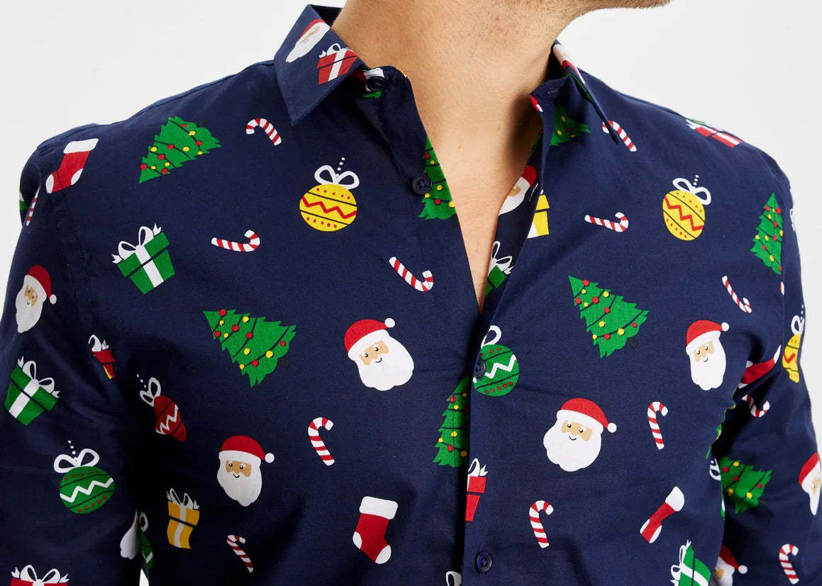 men's christmas dress shirt Christmas Shirts for Men, Holiday Button-Up Shirt