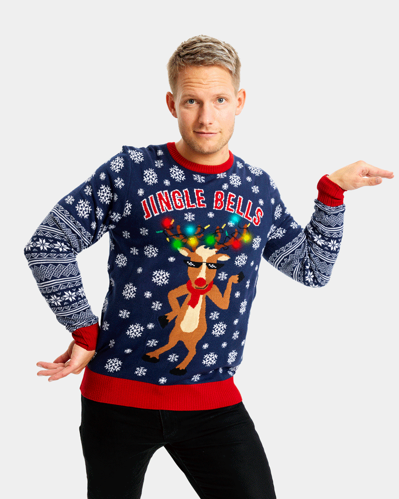 LED light-up Family Christmas Jumper Jingle Bells mens