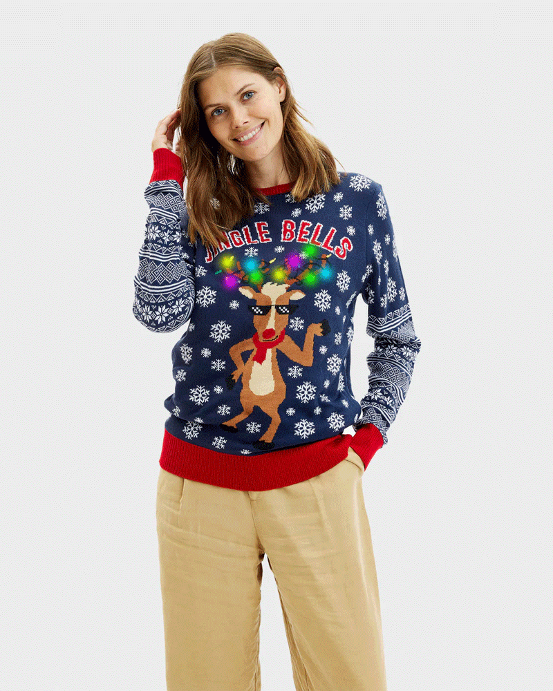 LED light-up Family Christmas Jumper Jingle Bells womens