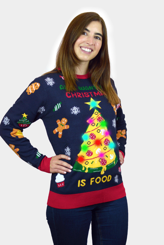 Christmas Food LED light-up Christmas Jumper womens