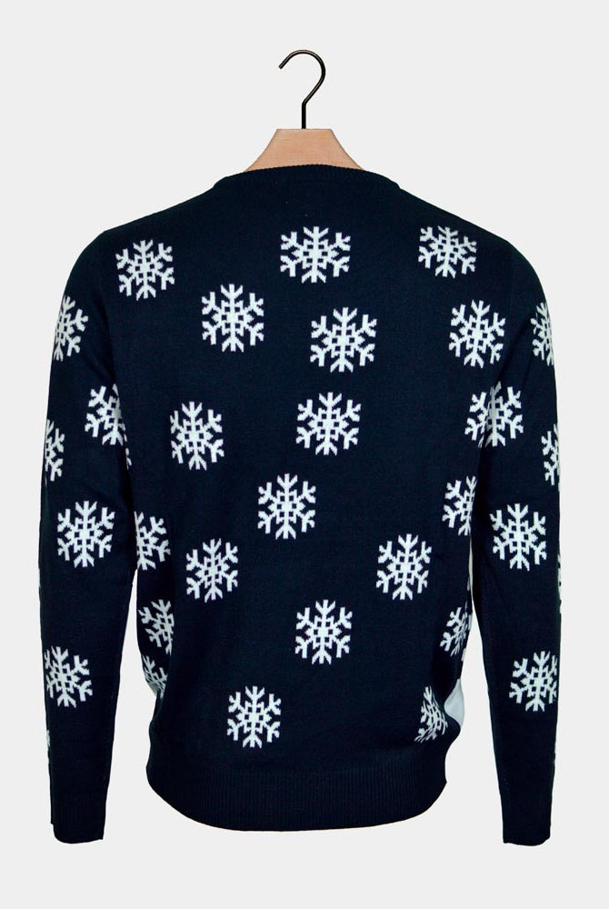 Family Christmas Jumper with Santa and Reindeer Driving back