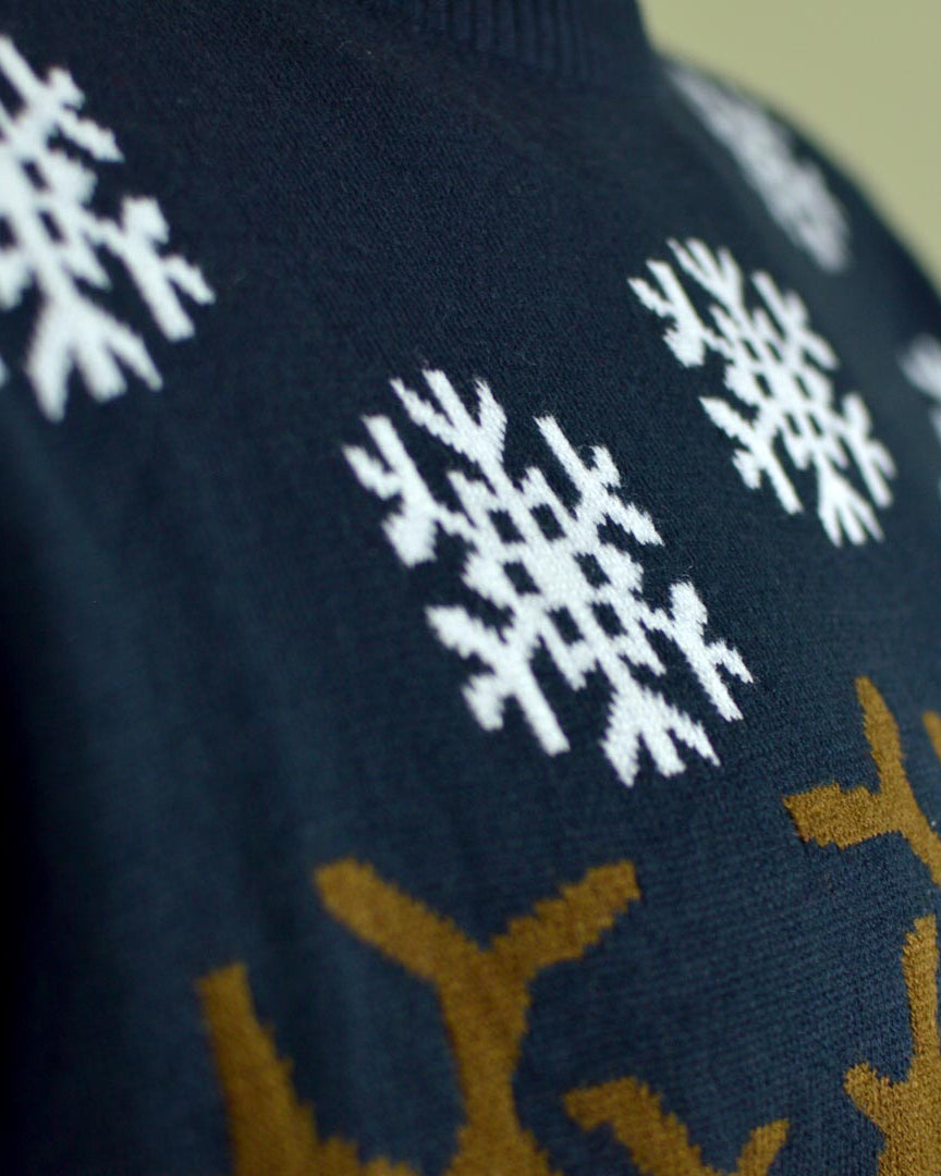 Family Christmas Jumper with Santa and Reindeer Driving detail 1