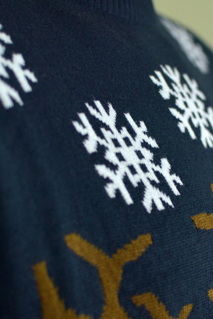 Family Christmas Jumper with Santa and Reindeer Driving detail 1