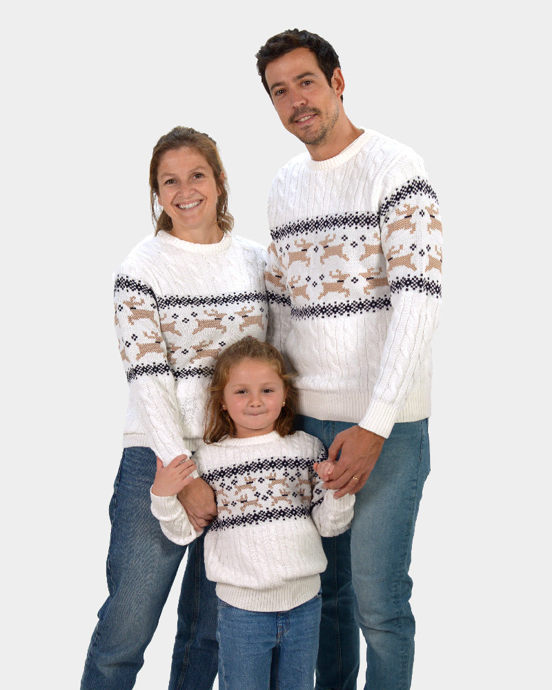 Childrens Classy Withe Cotton Christmas Jumper 'Alaska' Family