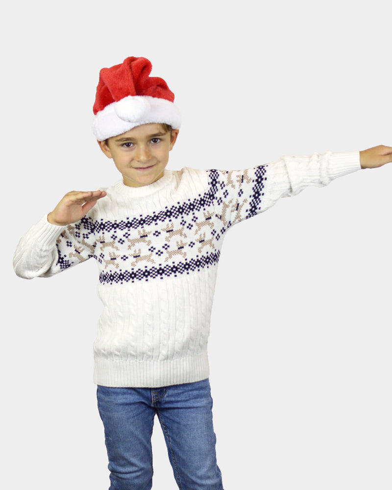 Alaska Classy White Family Christmas Jumper boys