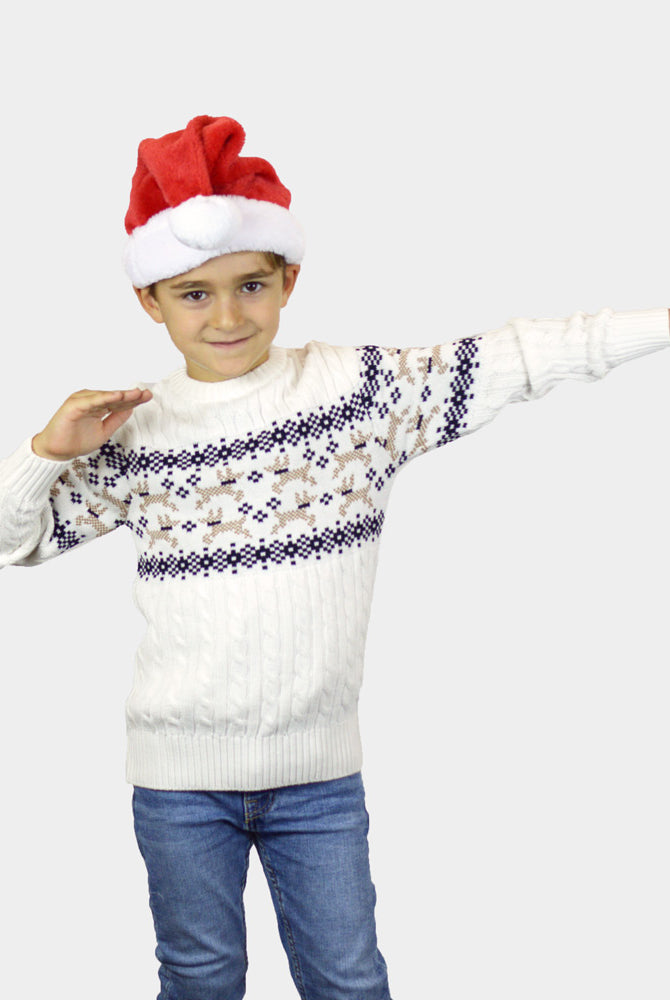 Alaska Classy White Family Christmas Jumper boys