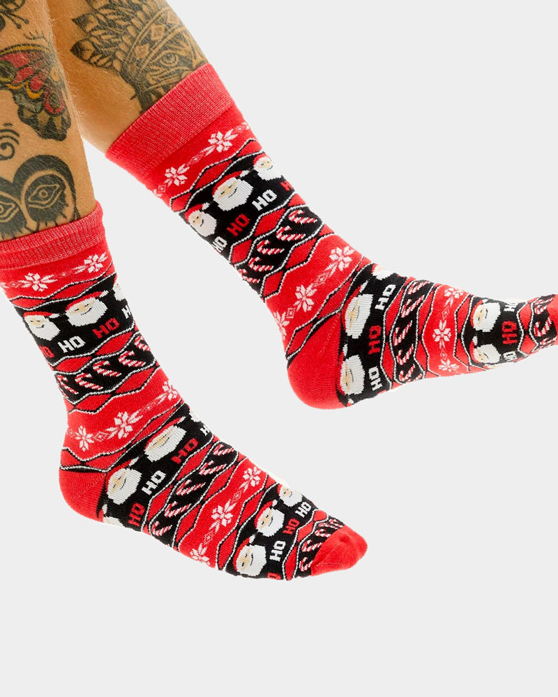 Red Unisex Christmas Socks Santa Claus Ho Ho Ho womens and mens