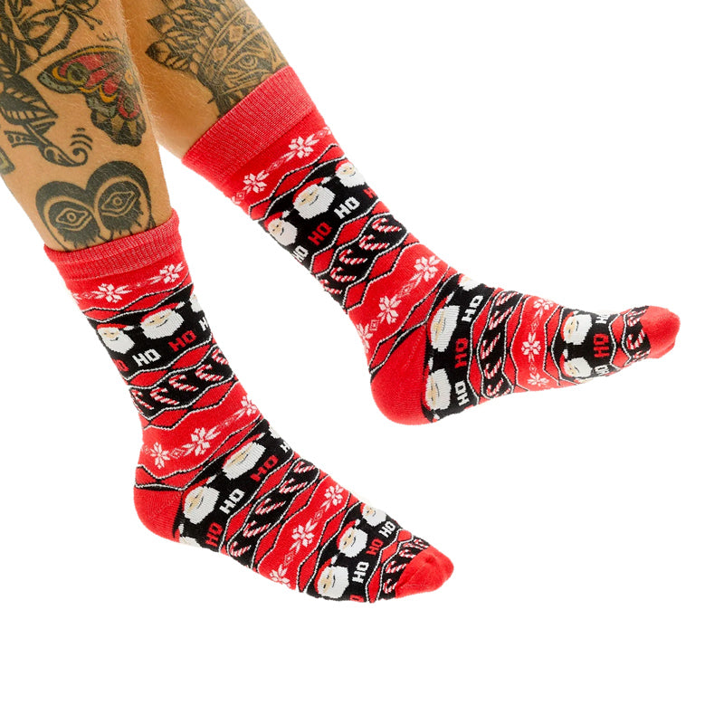 Red Unisex Christmas Socks Santa Claus Ho Ho Ho womens and mens