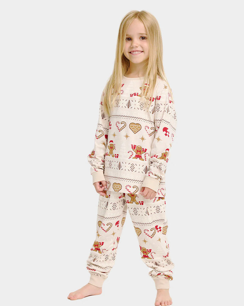 Beige Christmas Pyjama for Family Gingercookies Children