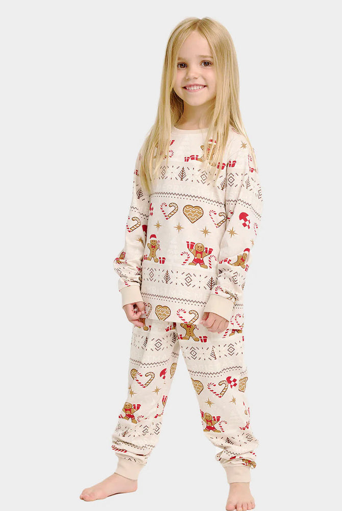 Beige Christmas Pyjama for Family Gingercookies Children