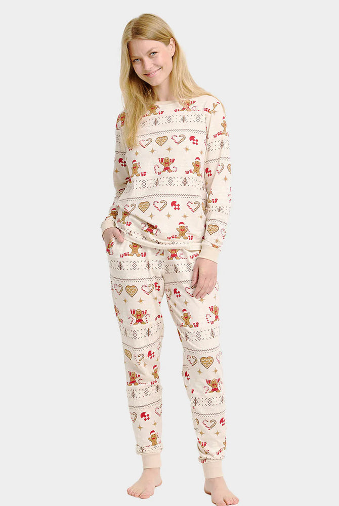 Beige Christmas Pyjama for Family Gingercookies Women