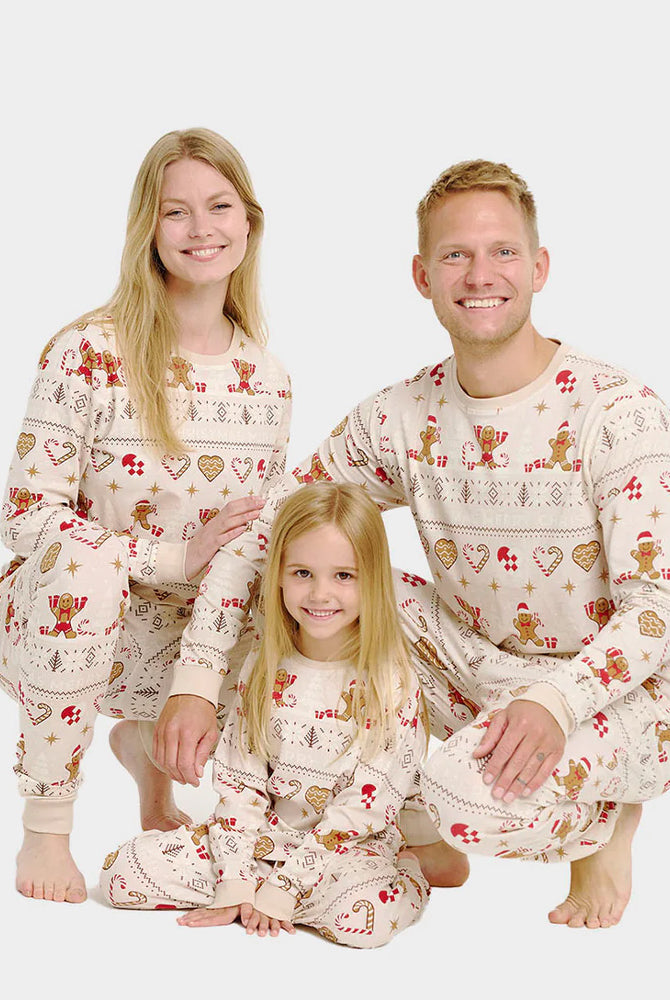 Beige Christmas Pyjama for Family Gingercookies