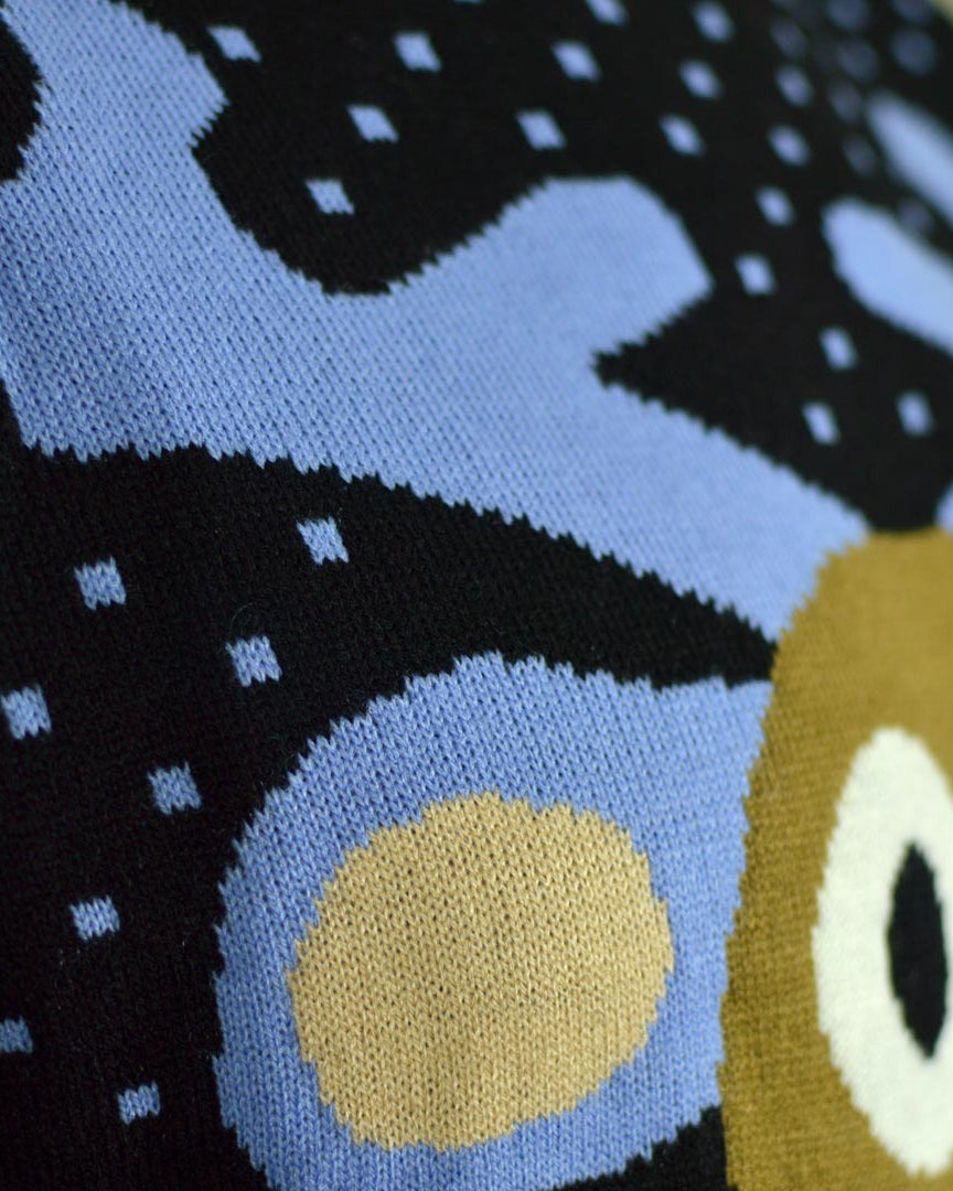 detail Blue 3D Couple's Christmas Jumper Reindeer with Red Nosed