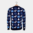 Reindeers, Gifts and Trees Blue Couple's Christmas Jumper