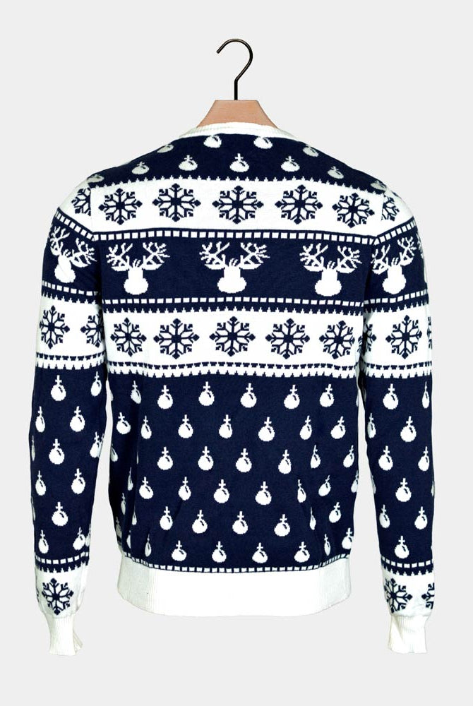 Reindeers and Snow Blue Men's Christmas Jumper