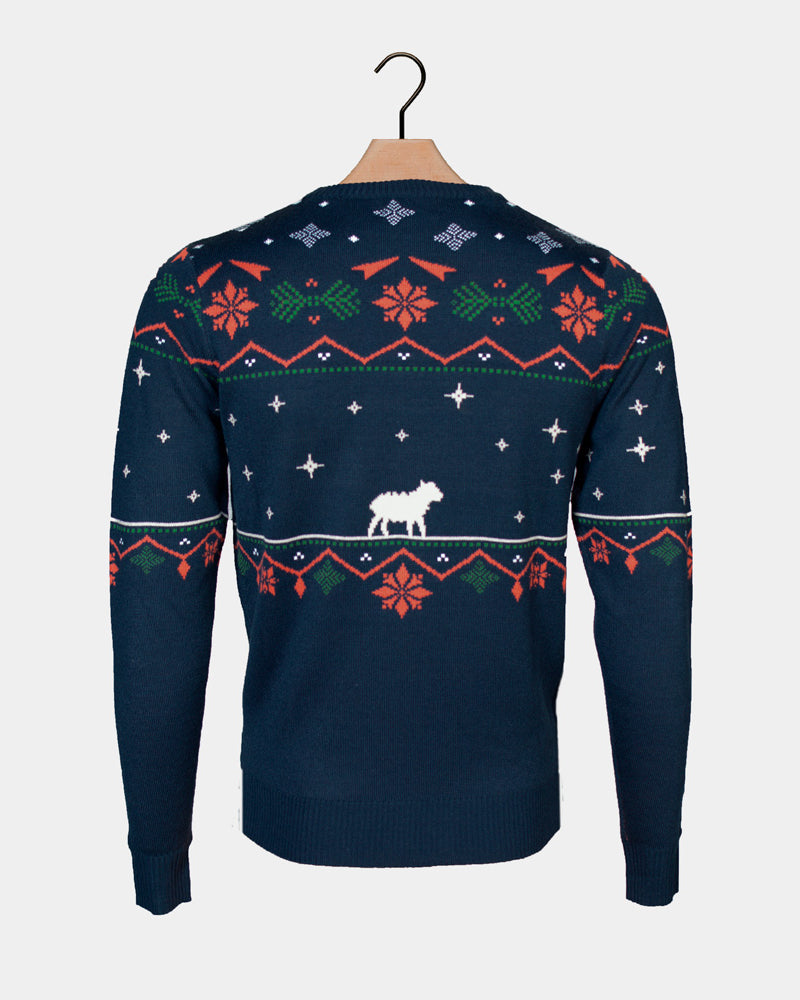 blue Couples Christmas Jumper Nativity