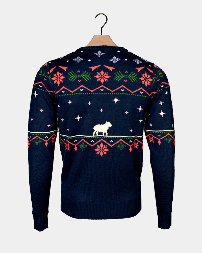 Blue Family Christmas Jumper Nativity