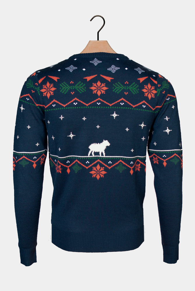 Blue Family Christmas Jumper Nativity