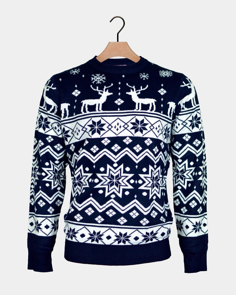 Family Christmas Jumper with Reindeers and Nordic Stars