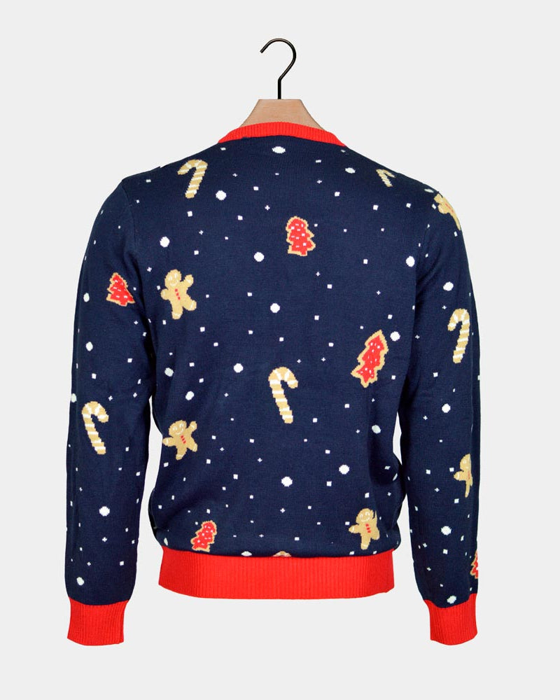 Blue LED light-up Couple's Christmas Jumper Ginger Cookie