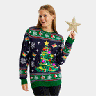 Blue LED light-up Womens Christmas with Christmas Tree