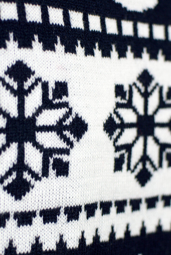 Blue Men's Christmas Jumper with Reindeers and Snow detail