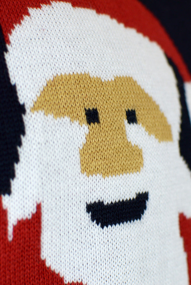 Blue Organic Cotton Couple's Christmas Jumper with Santa and Rudolph detail