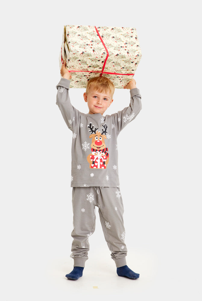 Grey Christmas Pyjama for Children with Rudolph the Reindeer Boys