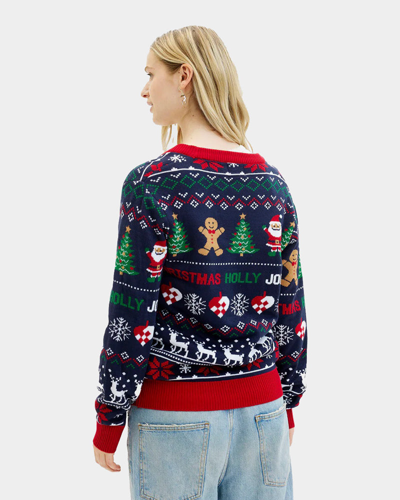 Blue and Red Womens Cardigan Christmas Jumper
