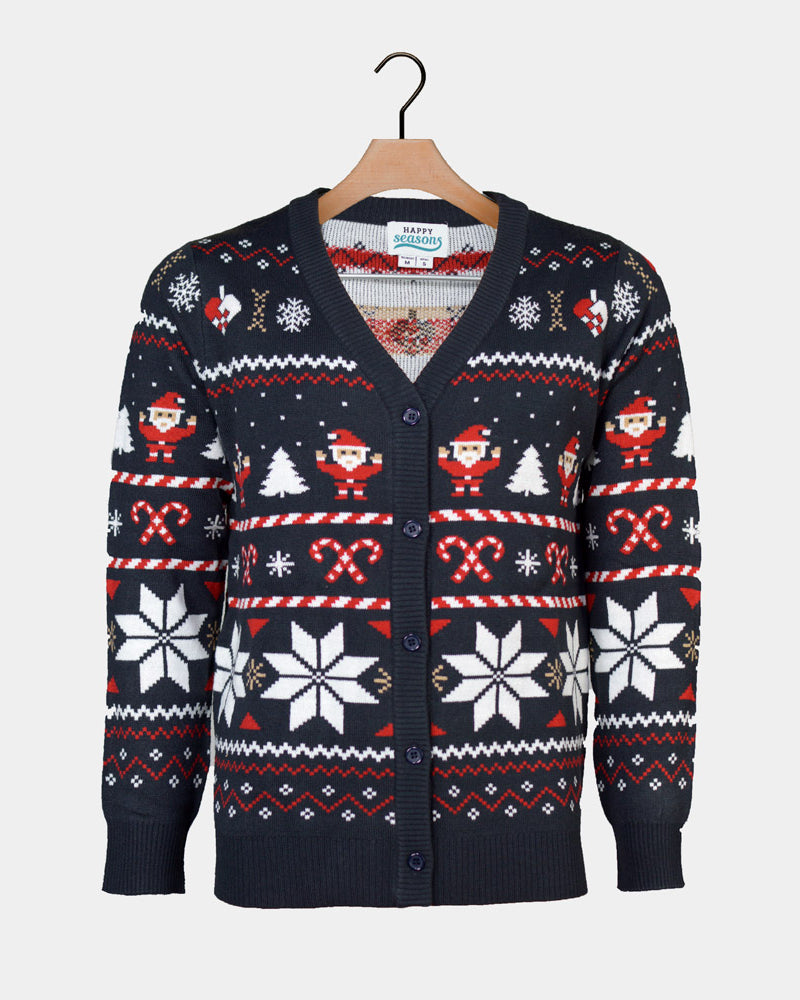 Cardigan Blue Womens Christmas Jumper with Polar Stars