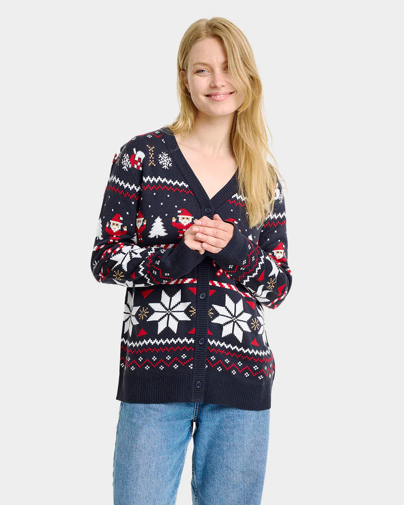 Cardigan Blue Womens Christmas with Polar Stars