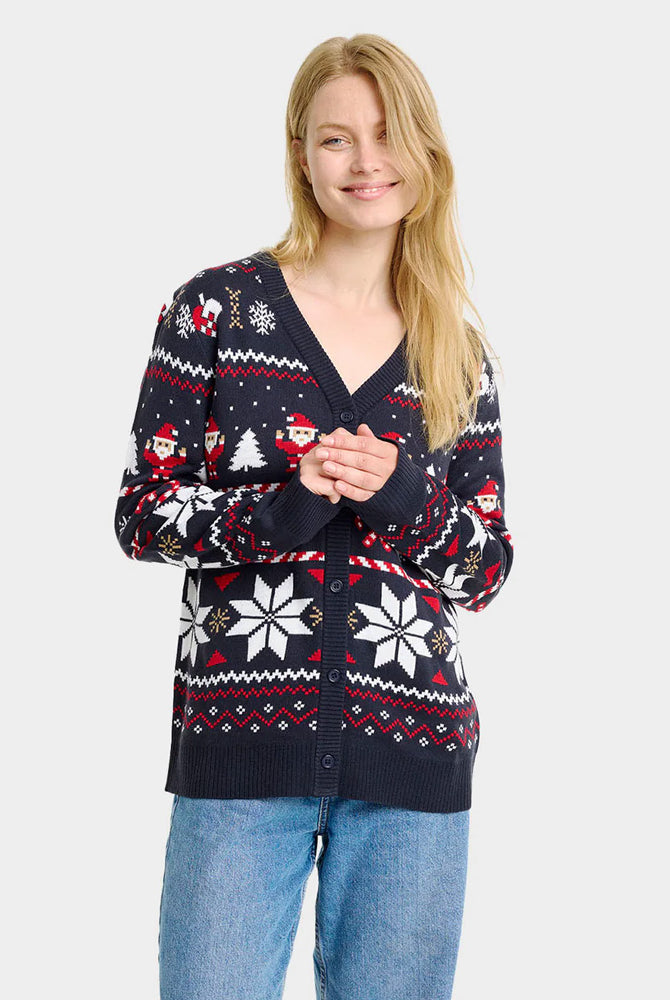 Cardigan Blue Womens Christmas with Polar Stars