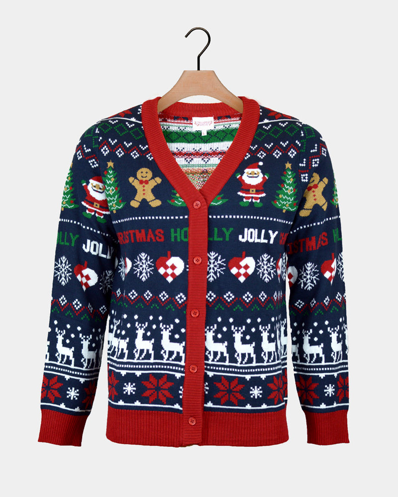 Cardigan Mens Blue and Red Christmas Jumper