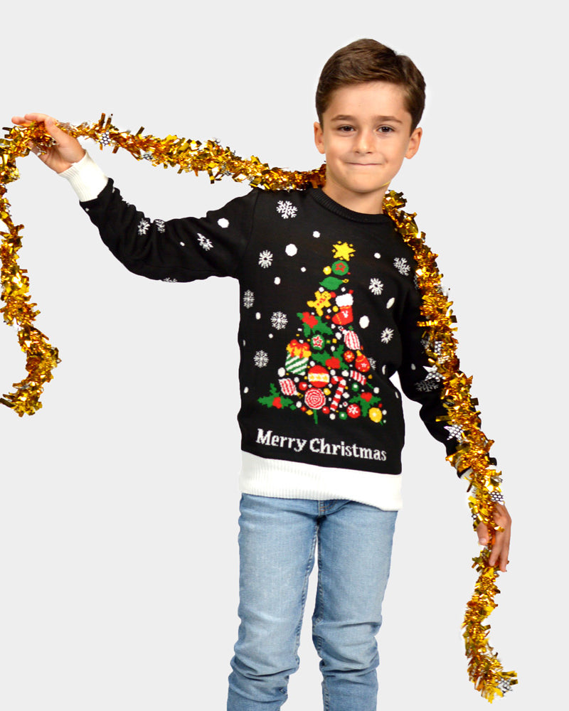 Children Family Black Christmas Jumper Merry Christmas