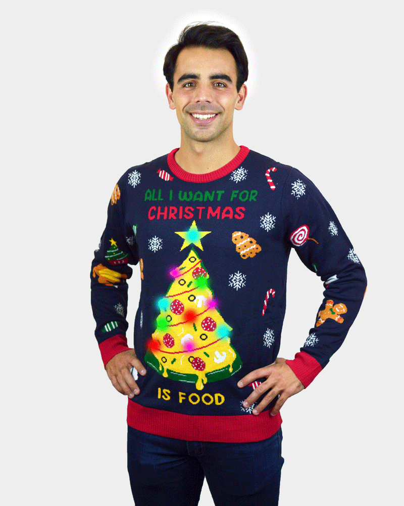 Christmas Food LED light-up Couple's Christmas Jumper mens