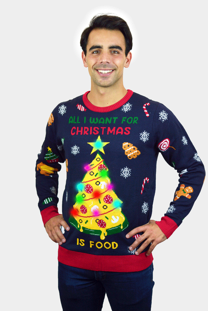 Christmas Food Womens LED light-up Mens Christmas Jumper