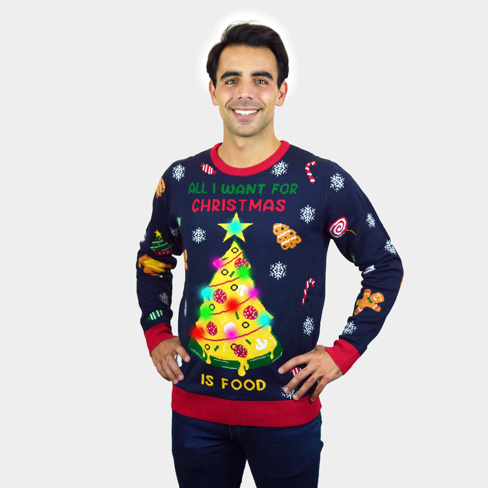 Christmas Food Womens LED light-up Mens Christmas Jumper