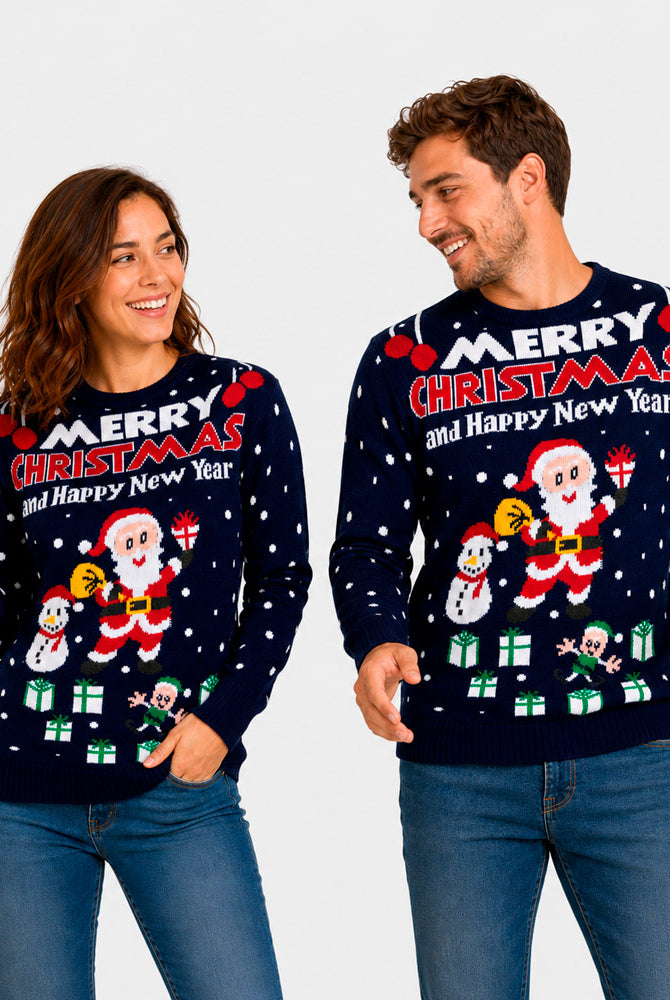 Merry Christmas Happy New Year Couples Christmas Jumper