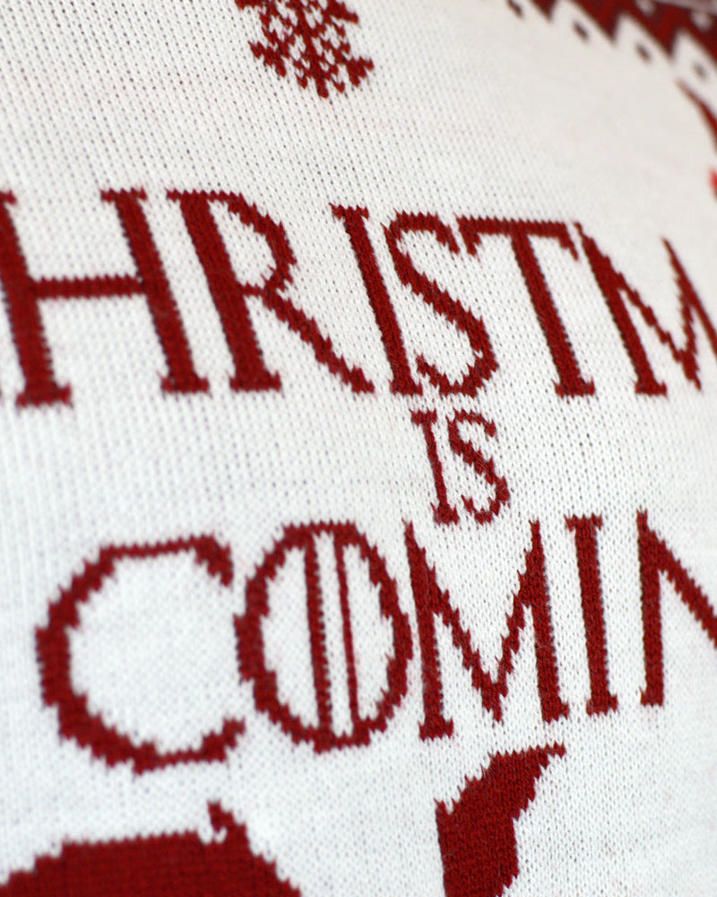 Christmas is Coming Couples Christmas Jumper White
