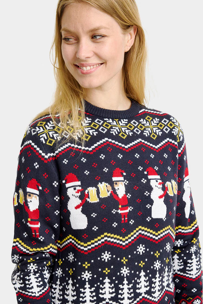 Christmas Jumper Cheers Santa Womens