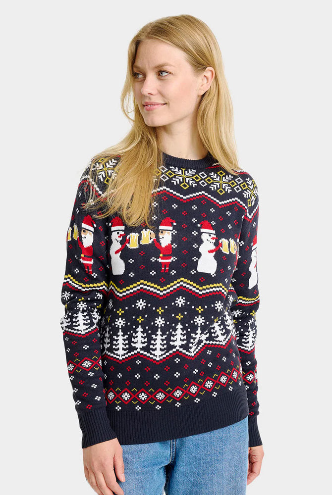 Christmas Jumper Cheers Santa Womens