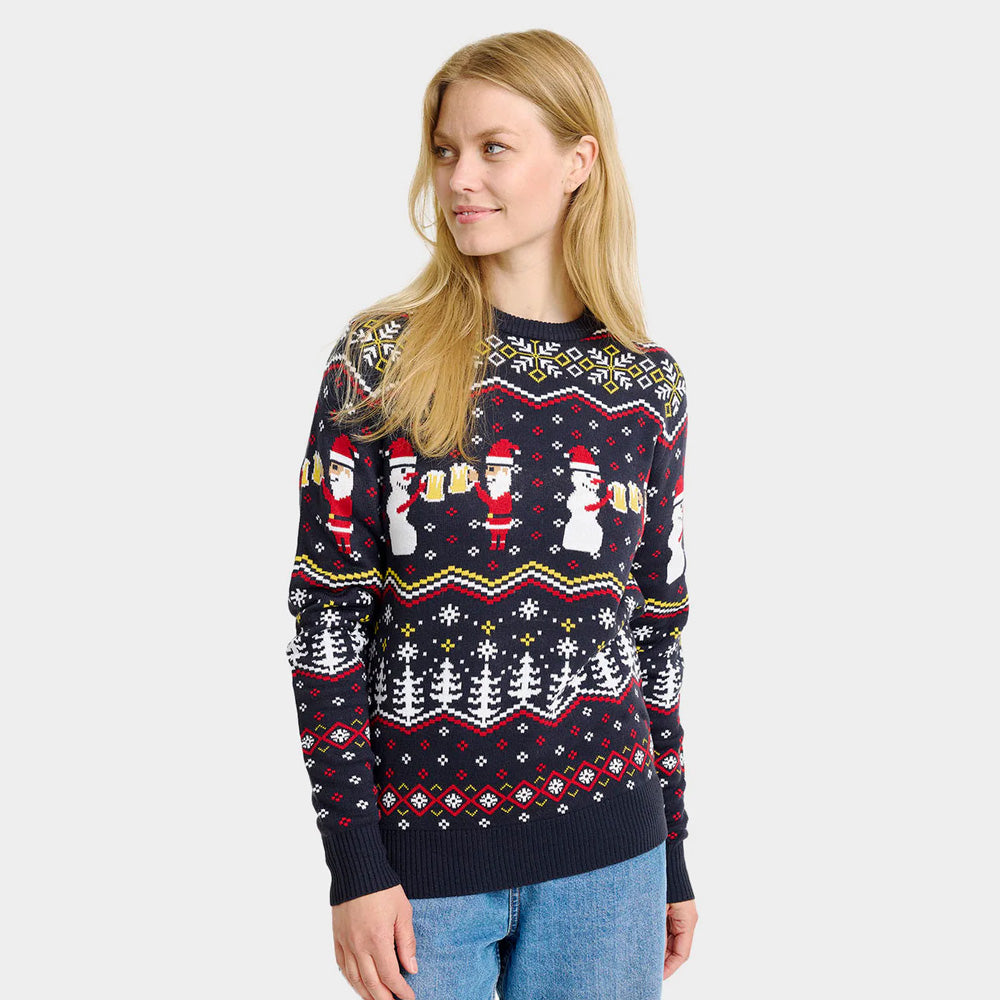Christmas Jumper Cheers Santa Womens
