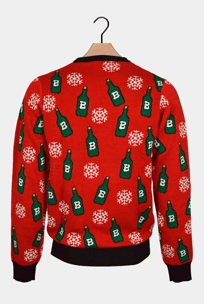 Beer Opener Couple's Christmas Jumper with Reindeer
