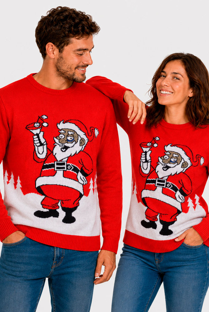 Christmas Jumper with Santa drinking a Martini Couple