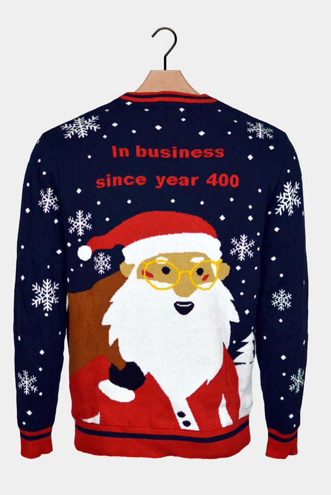 Walker on the way to Retirement Couple's Christmas Jumper Santa