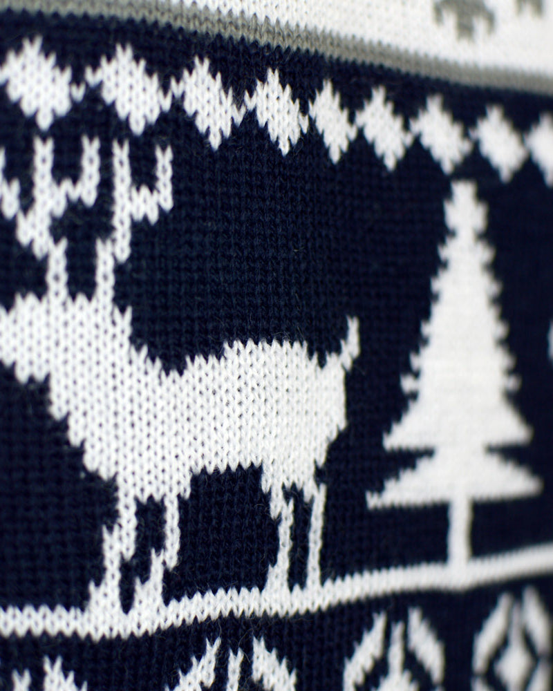 Christmas Jumper with Reindeers and Trees Strips Couples