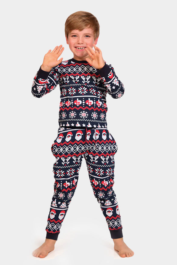 Christmas Pyjama for Children with Santa, Reindeers and Hearts