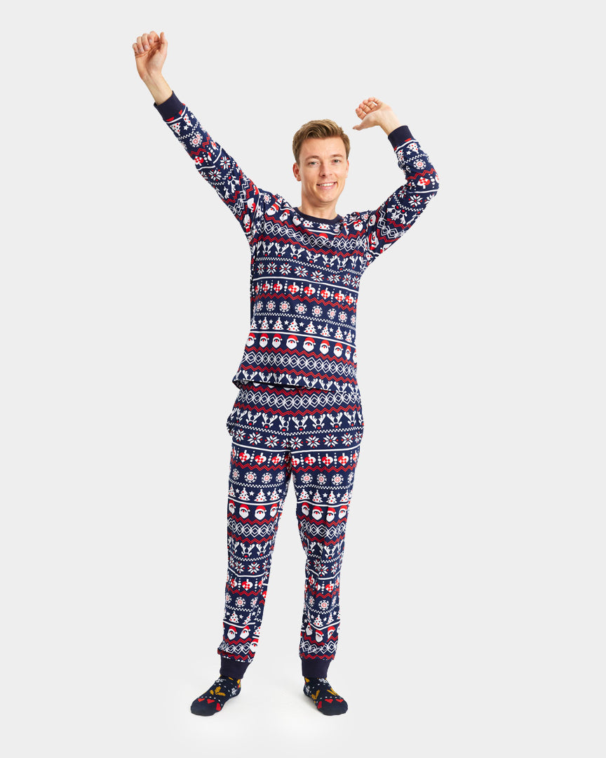 Christmas Pyjama and Men with Santa, Reindeers and Hearts