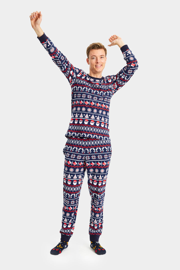 Christmas Pyjama and Men with Santa, Reindeers and Hearts