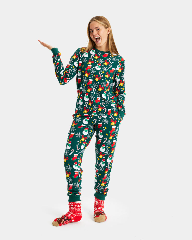 Christmas Pyjama for Women Christmas motifs Green